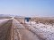 Olkhon. Main road to the ferry. In winter the road turns left and continue by ice across the strait